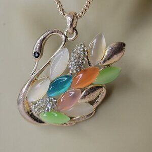 Colourful Swan Charm Pendant Necklace